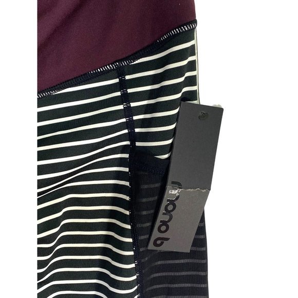 Mono B Stretch‎ Yoga Workout Athletic Legging Pants Stripe Mesh Pockets Med NWT - Picture 5 of 7